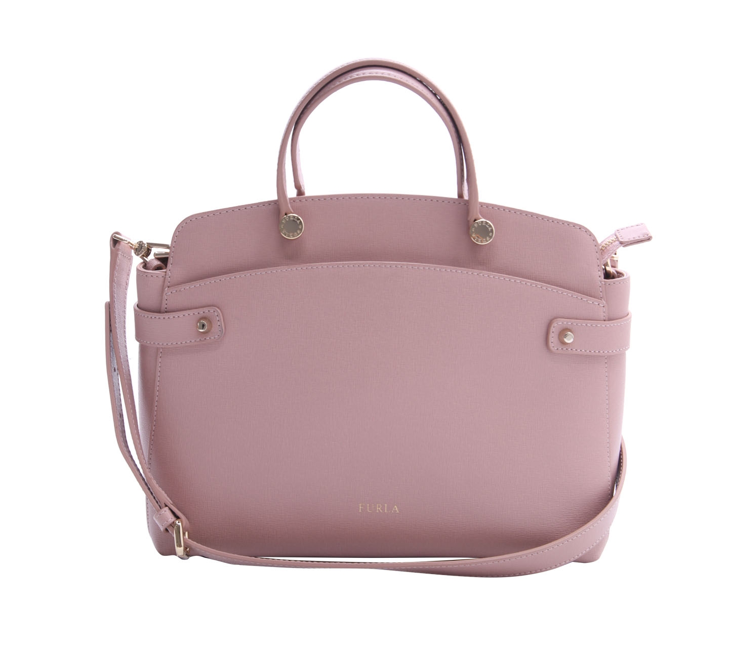 Furla Pink Coral Agata Medium Moonstone Satchel