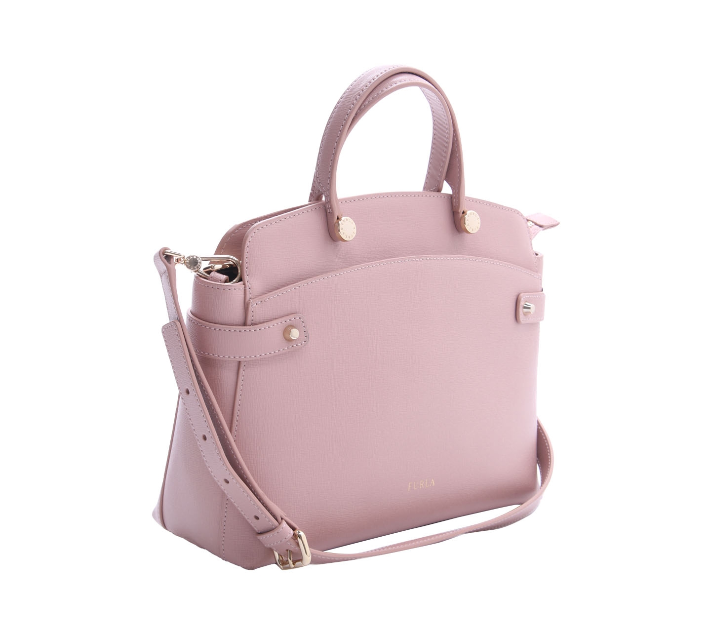 Furla Pink Coral Agata Medium Moonstone Satchel