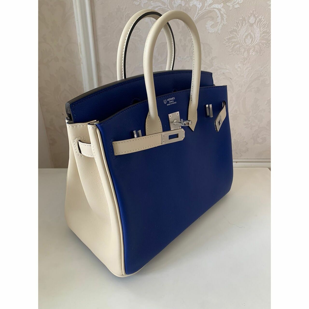 Hermes Birkin 25 HSS Royal Blue Craie PHW #U Handbag