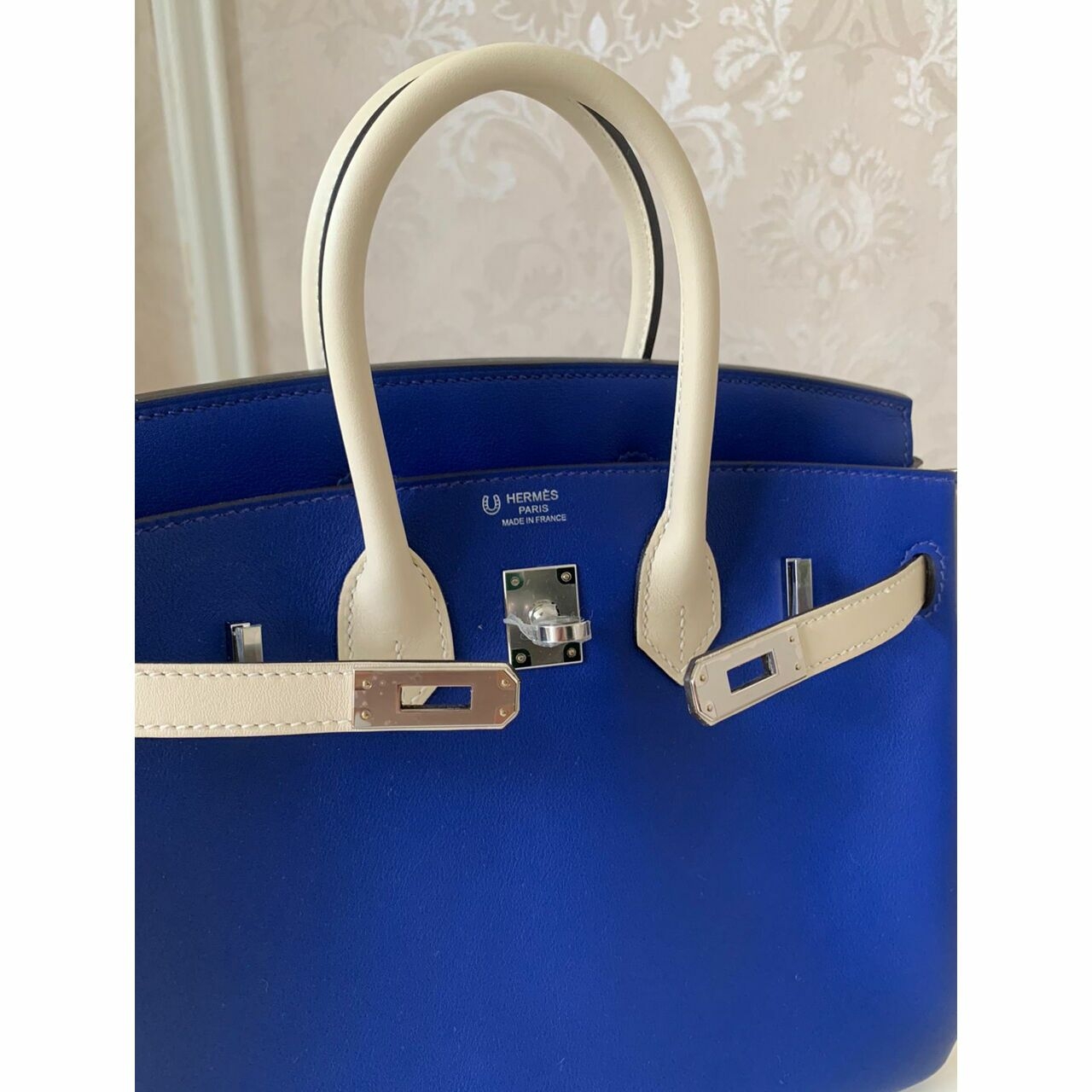 Hermes Birkin 25 HSS Royal Blue Craie PHW #U Handbag