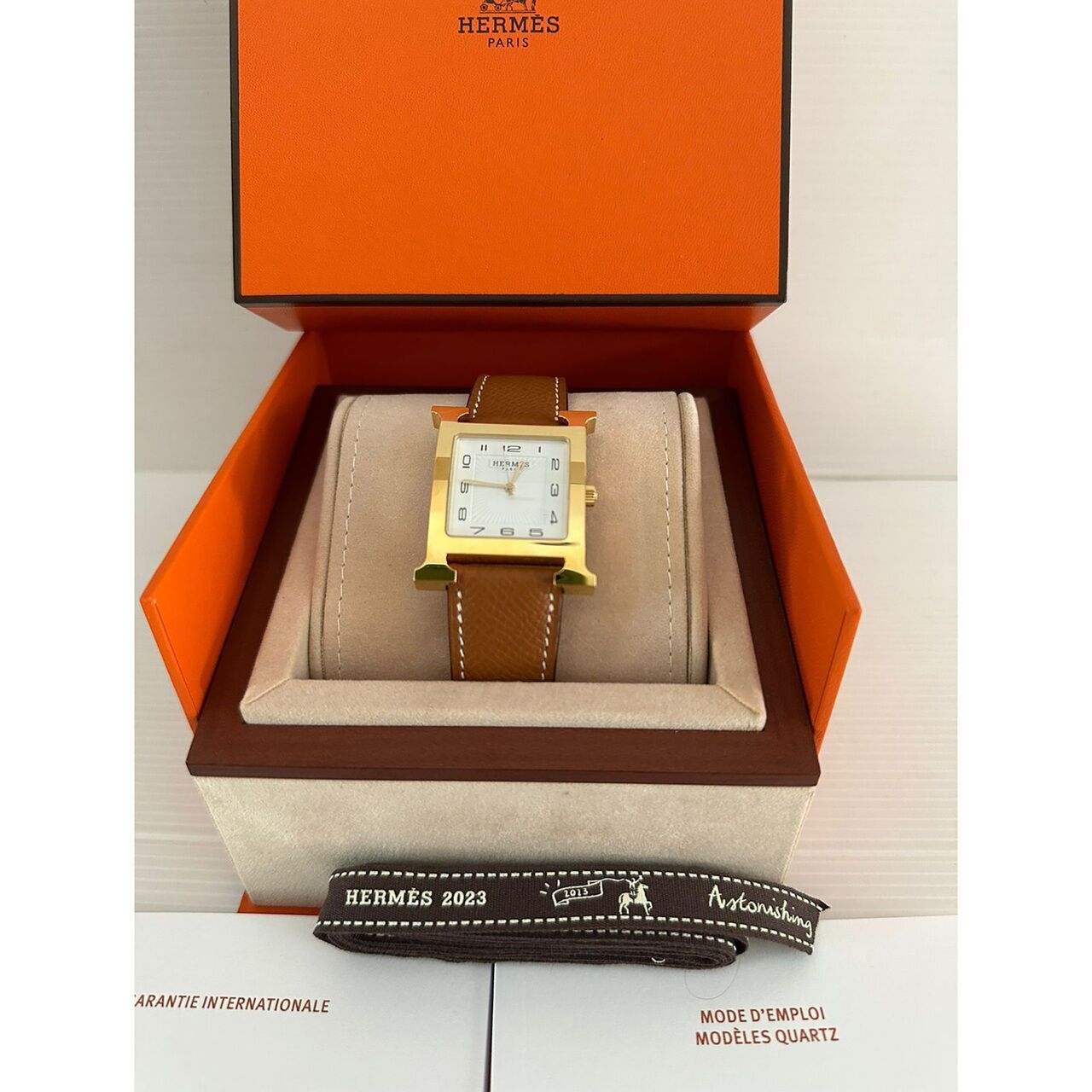 Hermes H Hour TGM Gold Epsom #U 2023 GHW Watch