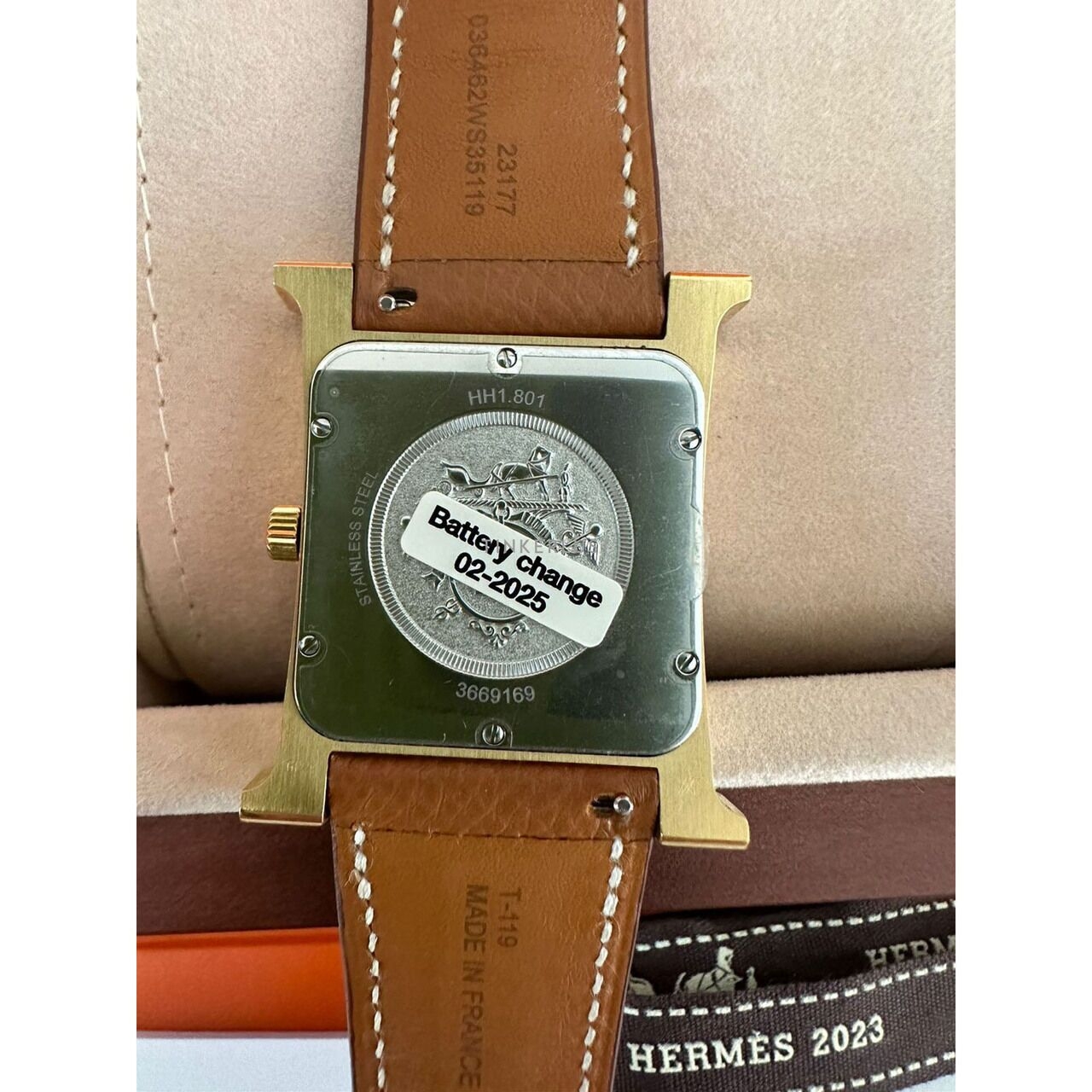 Hermes H Hour TGM Gold Epsom #U 2023 GHW Watch