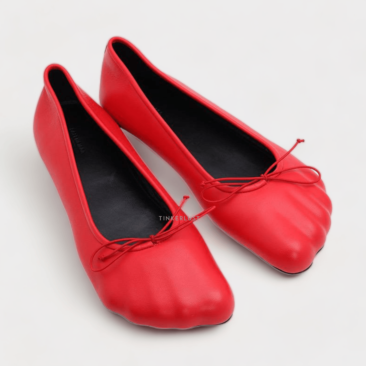 Balenciaga Women Anatomic Flat Ballerina in Tomato Red Shiny Soft Sheepskin	