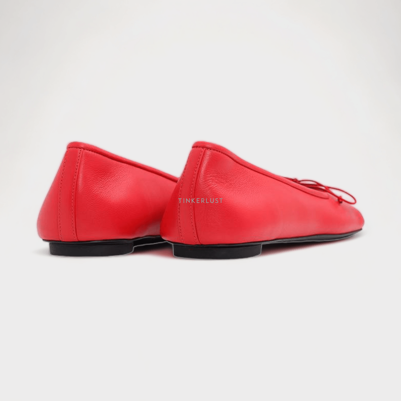 Balenciaga Women Anatomic Flat Ballerina in Tomato Red Shiny Soft Sheepskin	