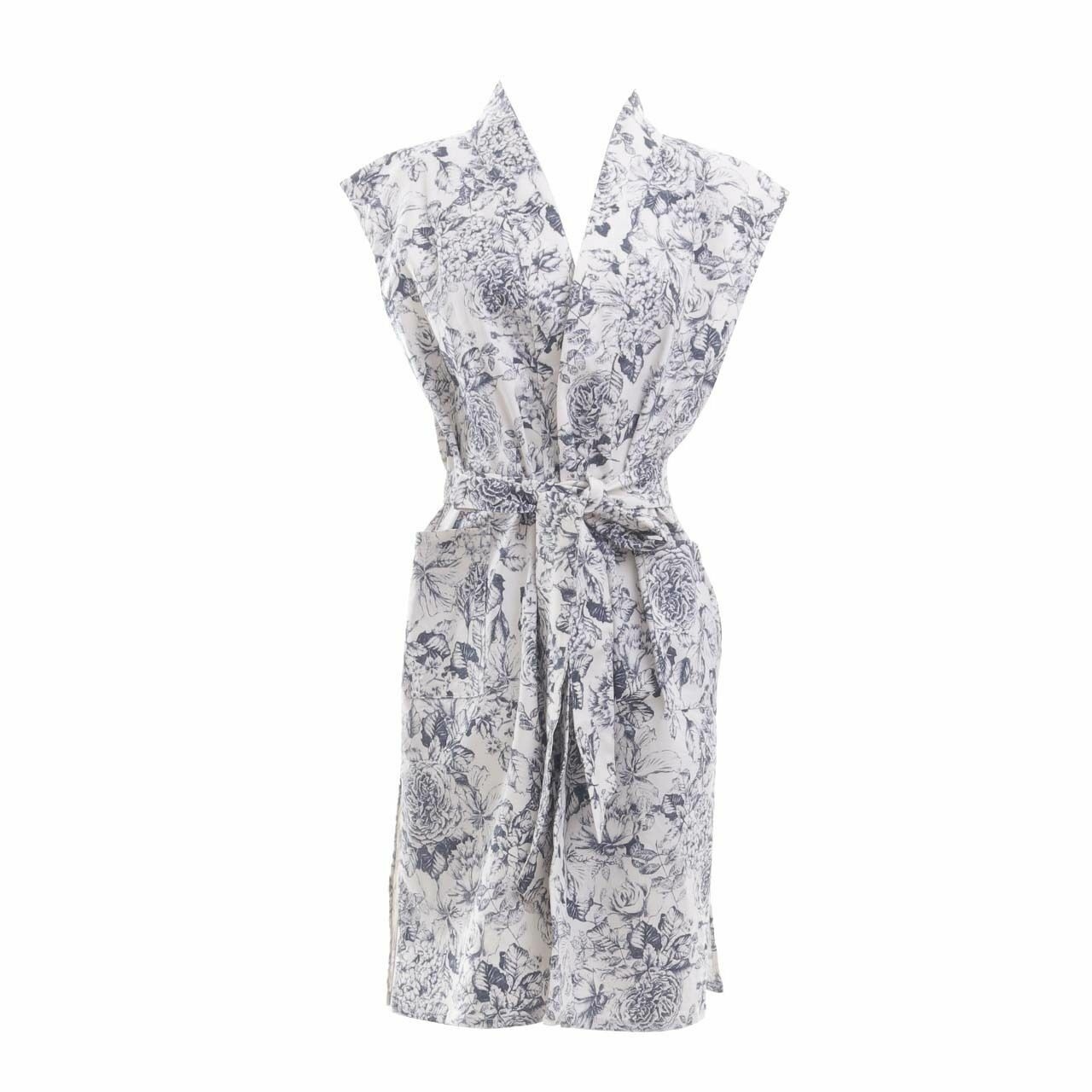 Benang Jarum Navy & Off White Floral Vest