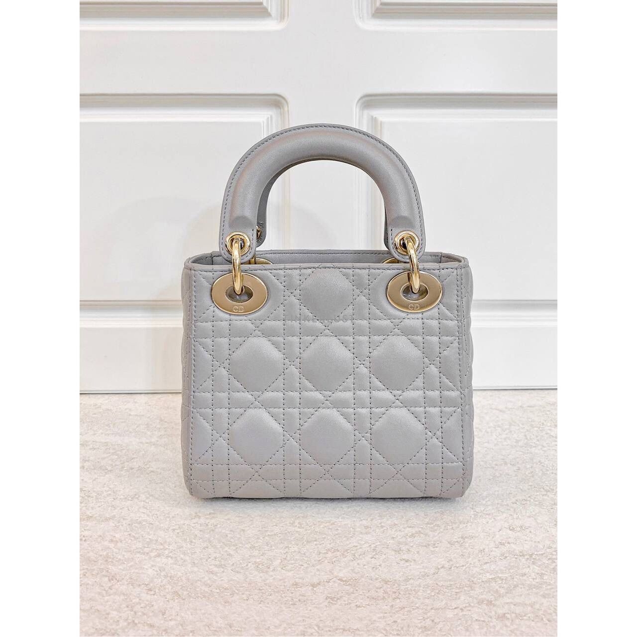 Christian Dior Lady Dior Mini Grey GHW 2021 Satchel Bag