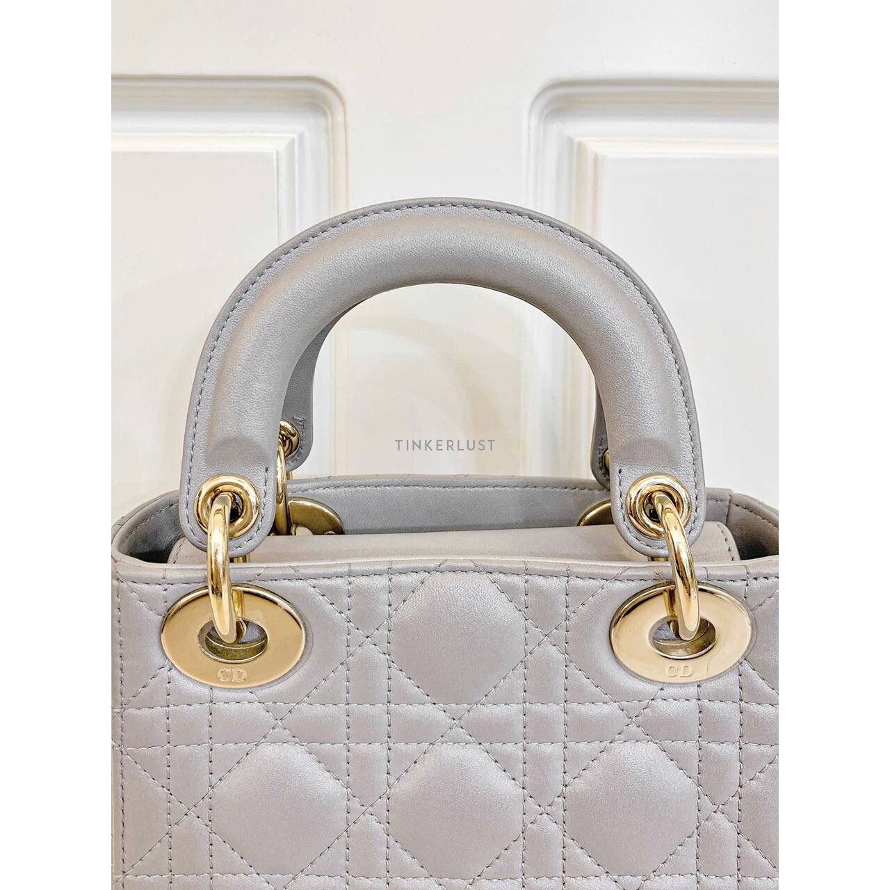 Christian Dior Lady Dior Mini Grey GHW 2021 Satchel Bag