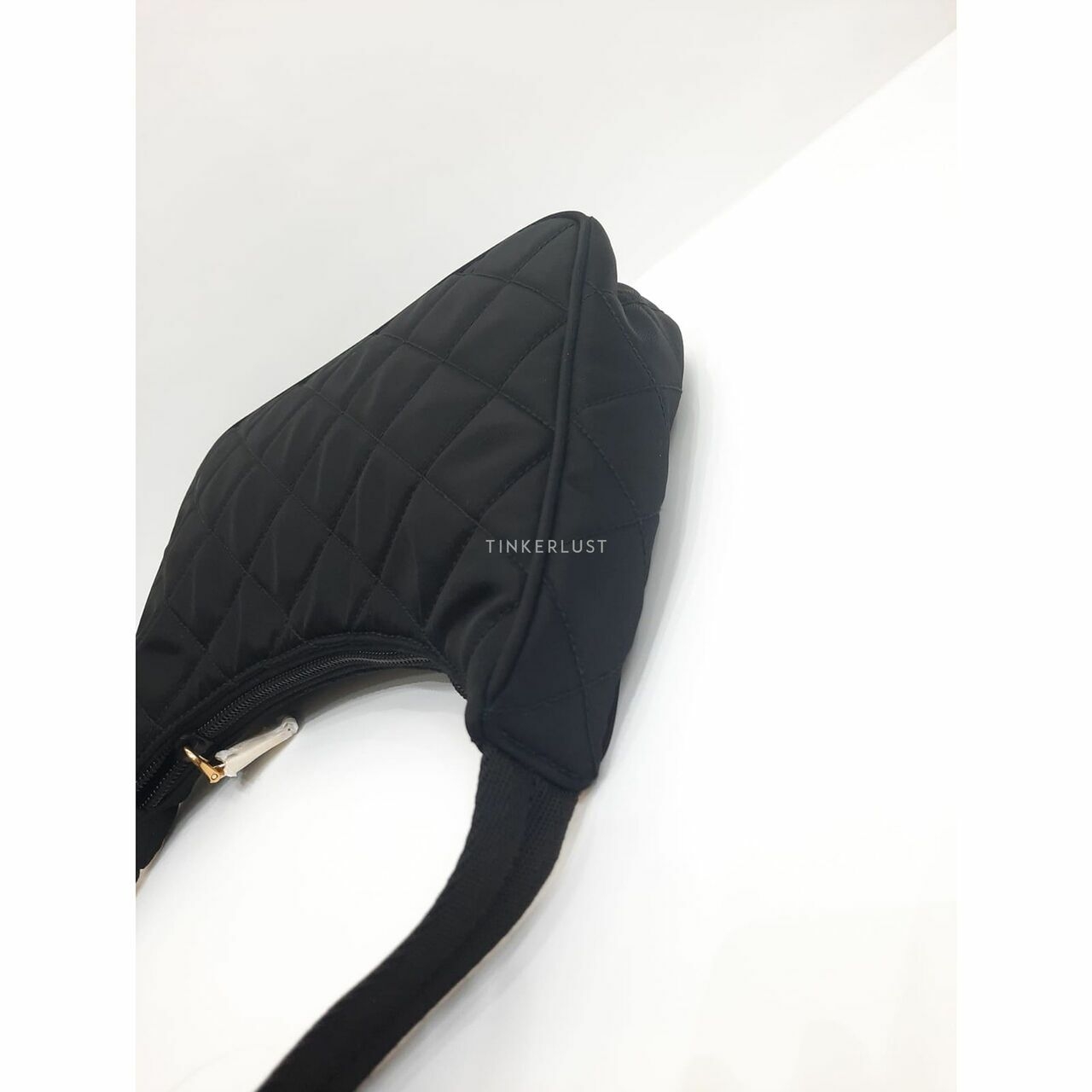 Prada Hobo Quilted Contenitore Maniglia Tessuto Impuntu Black Hobo GHW