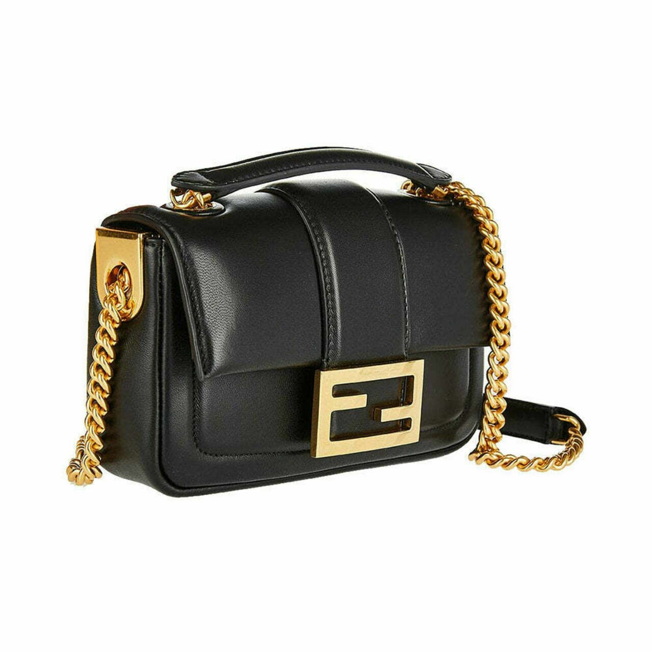 Fendi Baguette Mini Chain Crossbody Bag Black