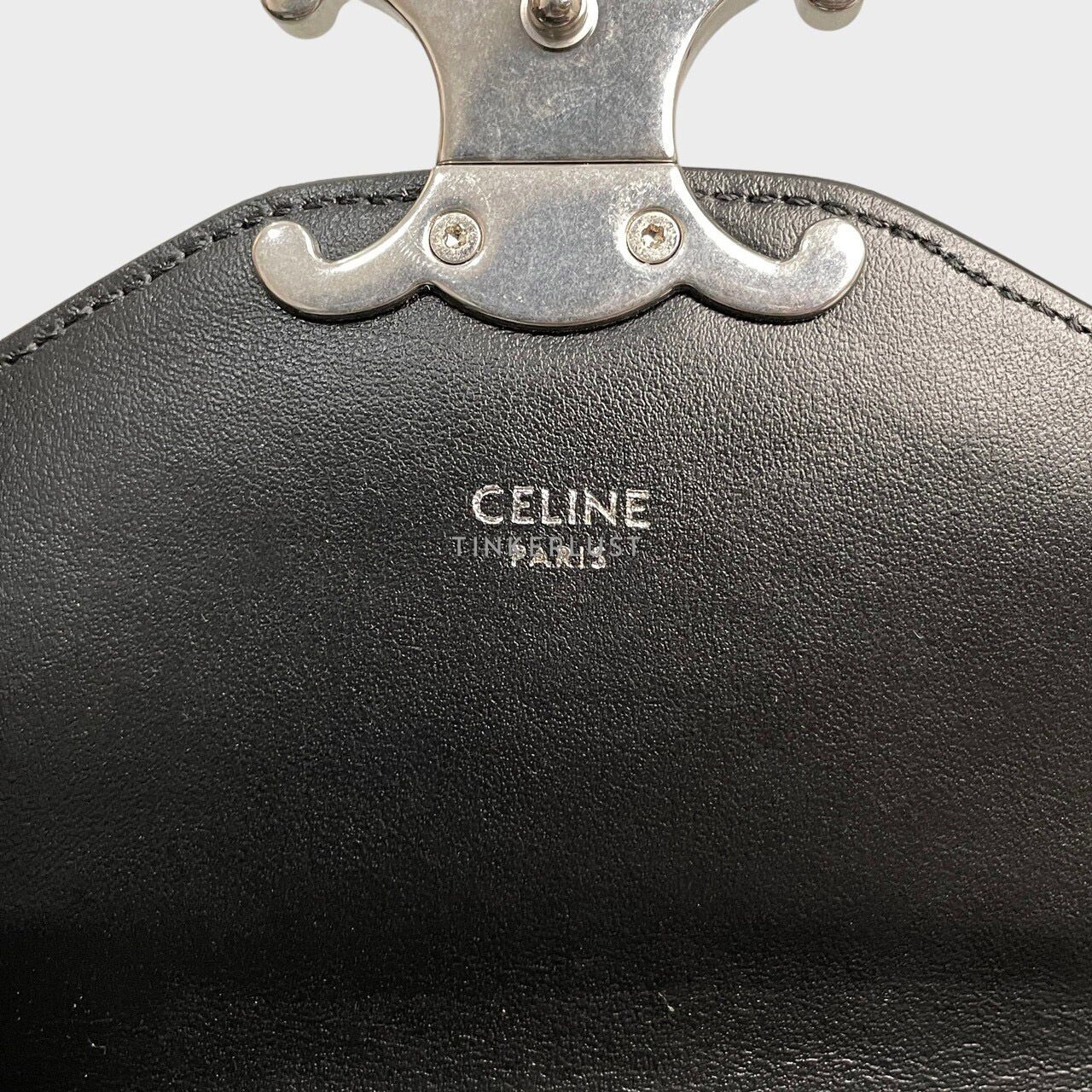 Celine Black Triomphe Sequin Wallet on Chain
