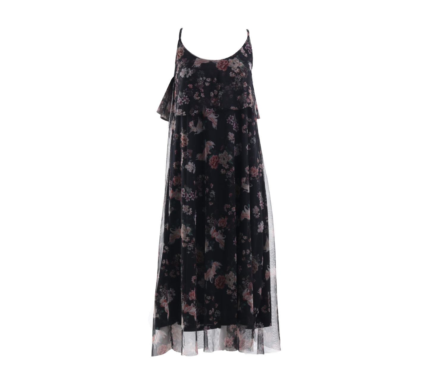 Pull&Bear Black Floral Midi Dress