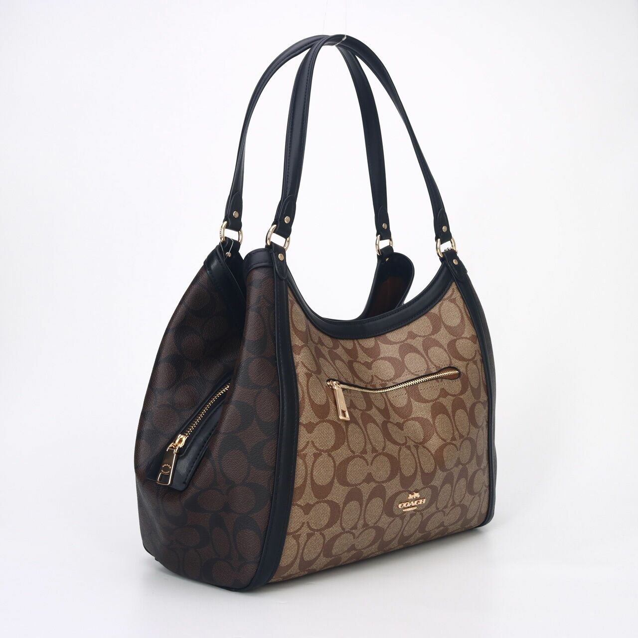 Coach C6831 Kristy Blocked Signature Canvas Khaki Brown Multi Shoulder Bag