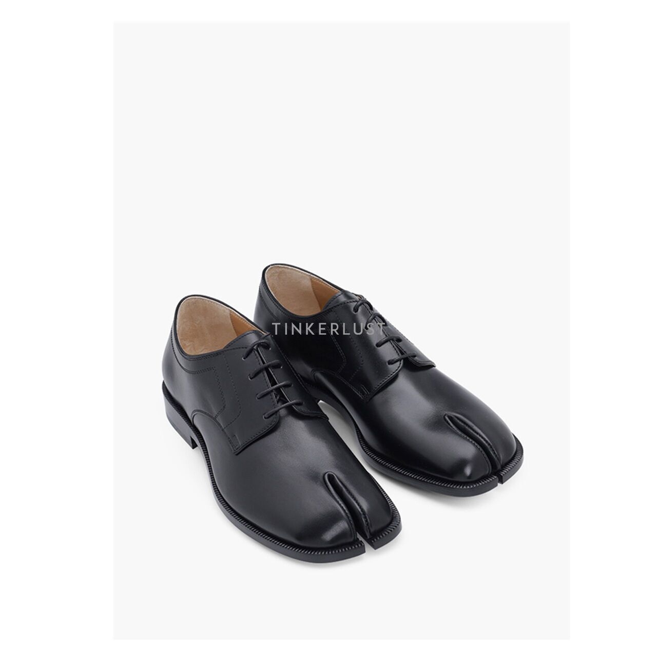 Maison Margiela Tabi Black Brushed Leather Flats