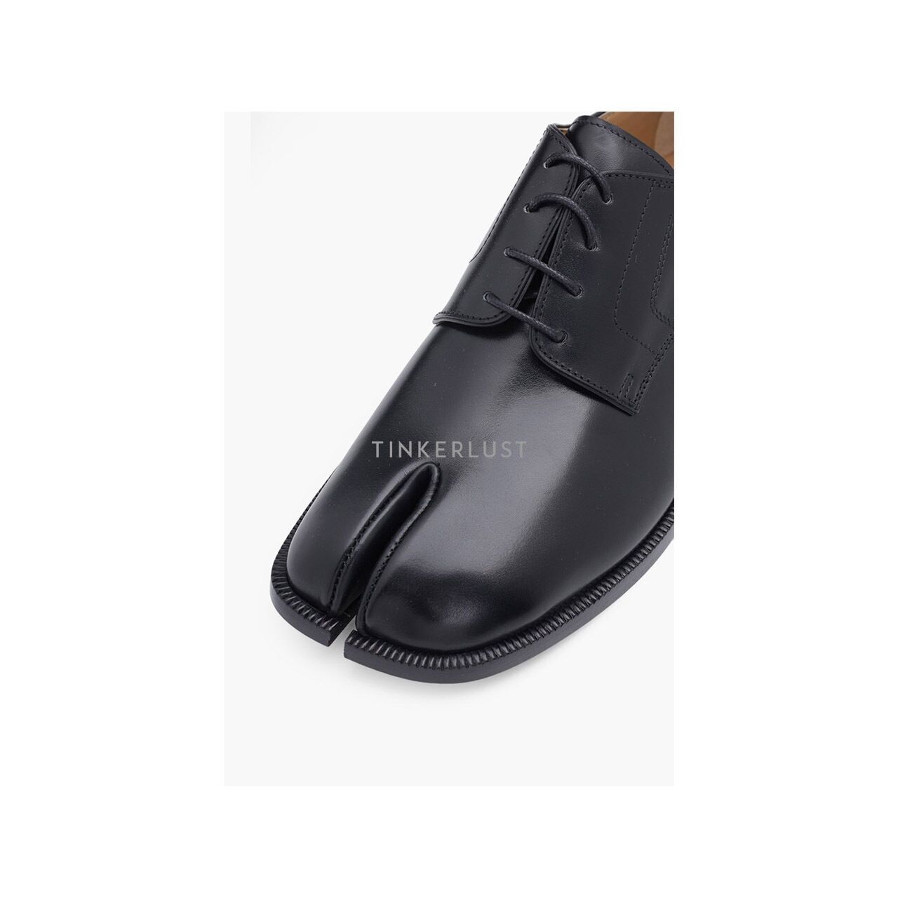 Maison Margiela Tabi Black Brushed Leather Flats