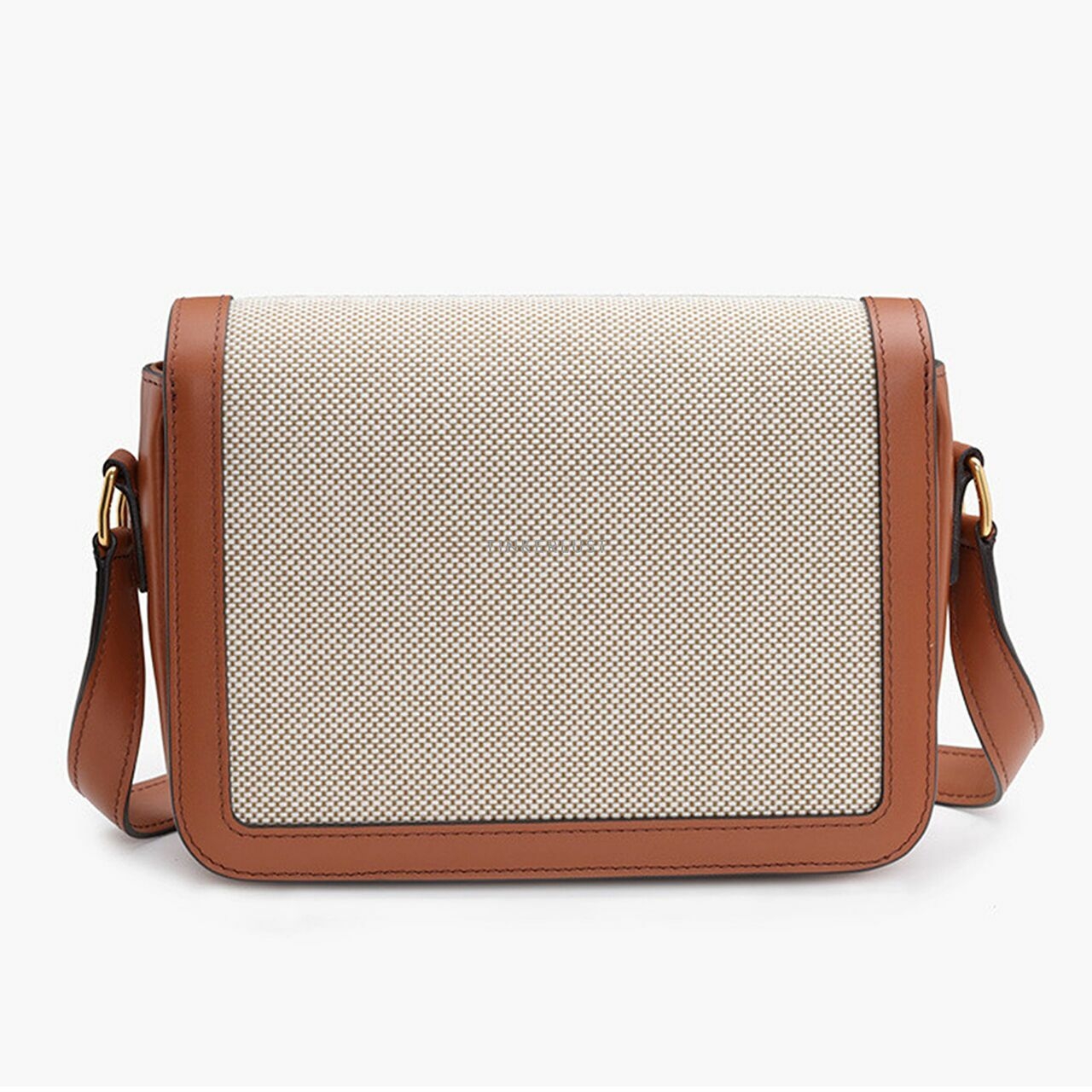 Celine Teen Triomphe in Tan/White Textile x Natural Calfskin GHW