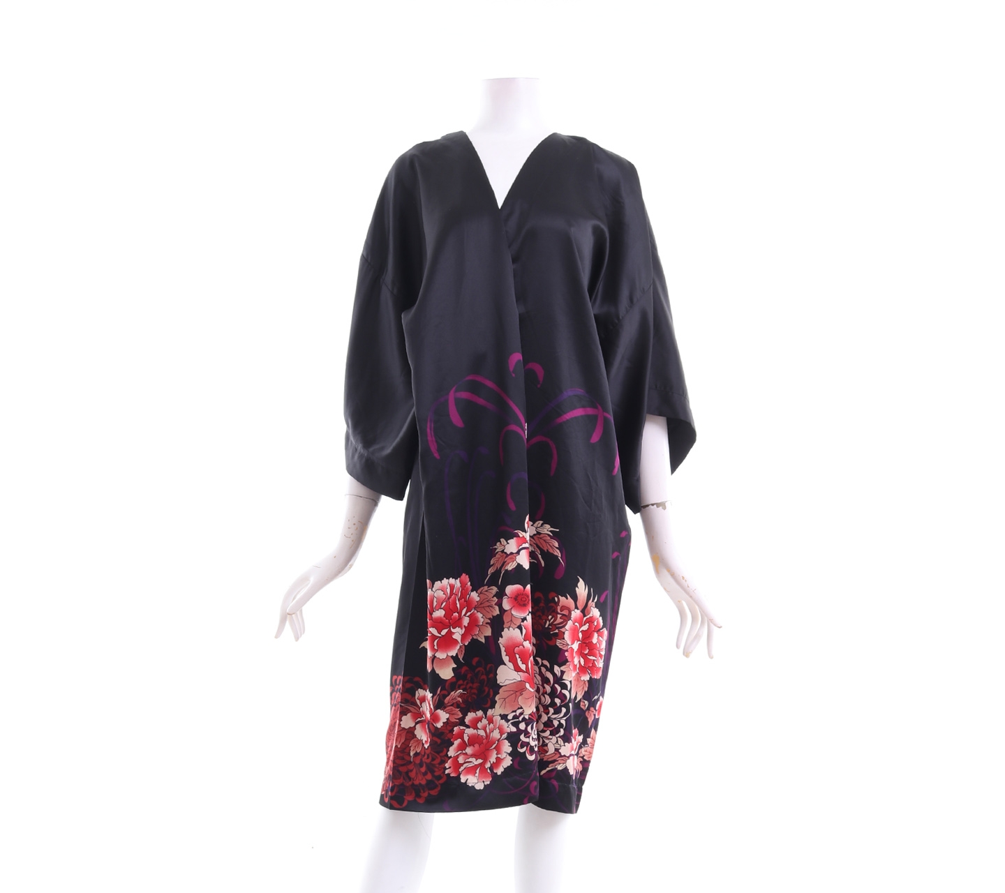 H&M Black Floral Wrap Midi Dress