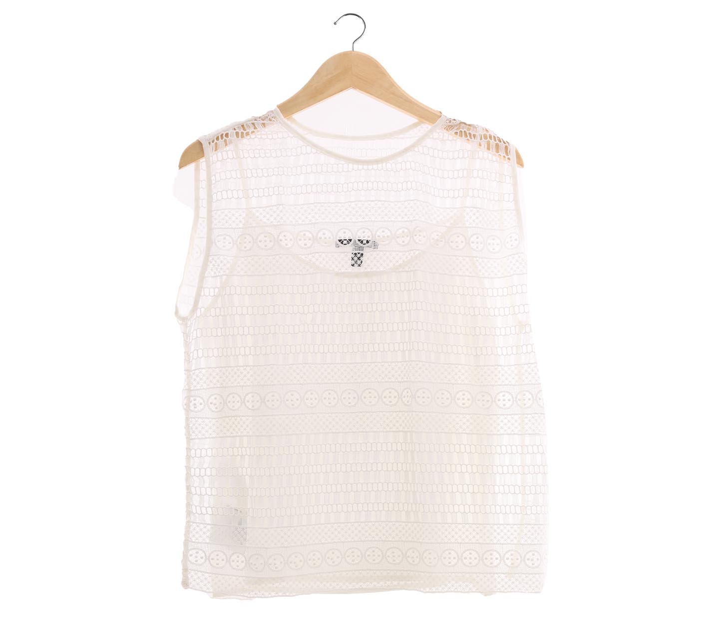 Mango White Perforated Sleeveless