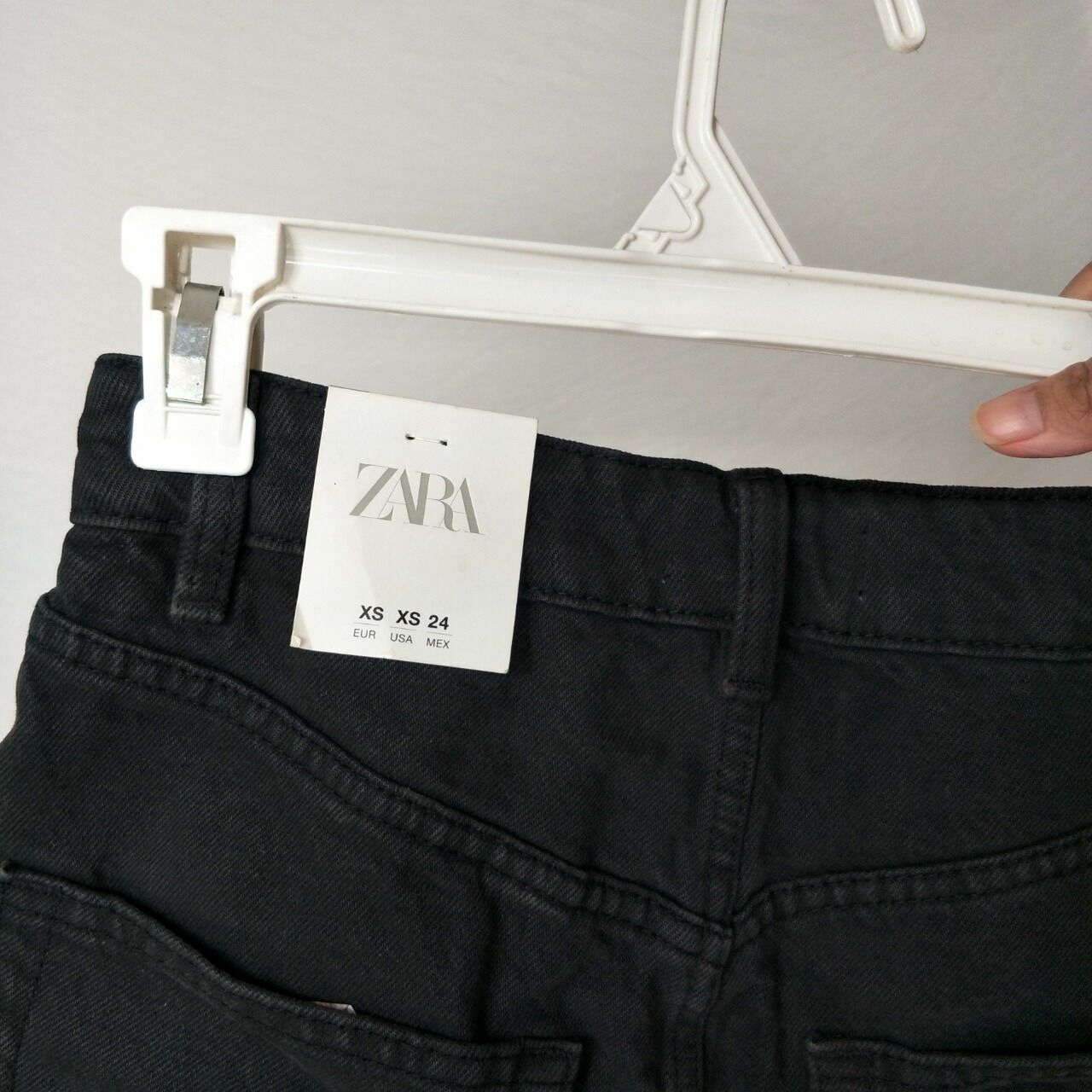 Zara Black Rinsed Denim Jeans Mini Skirt