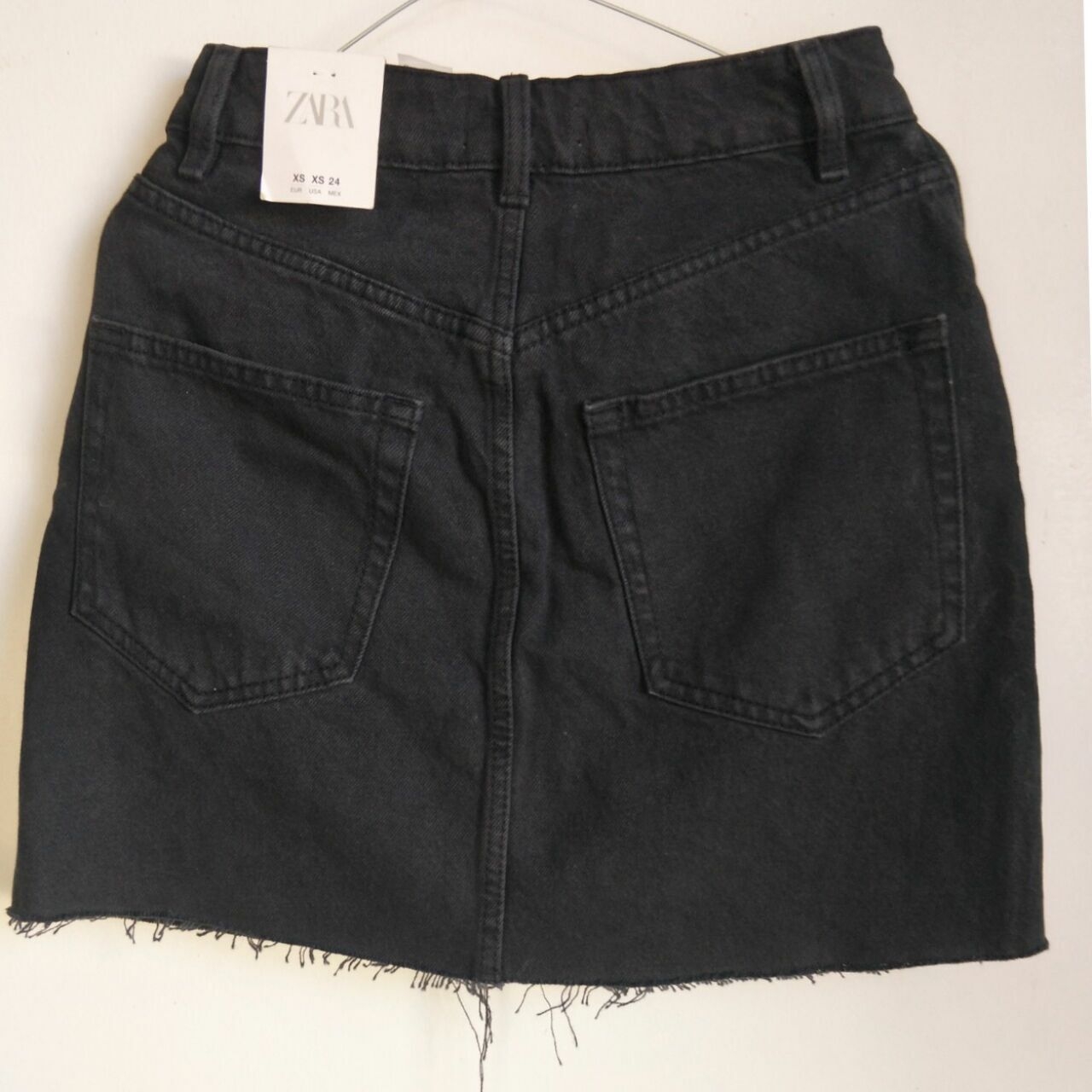 Zara Black Rinsed Denim Jeans Mini Skirt