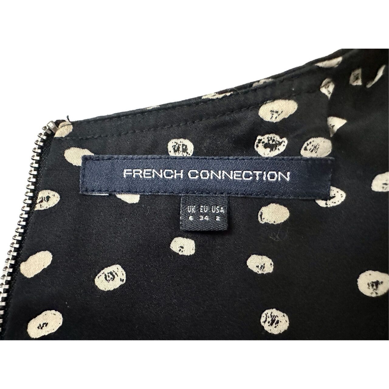 French Connection Black Polkadots Mini Dress