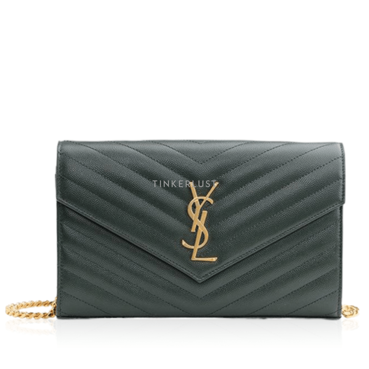 Saint Laurent Wallet on Chain 22.5cm in Dark Emerald Caviar Leather GHW Sling Bag