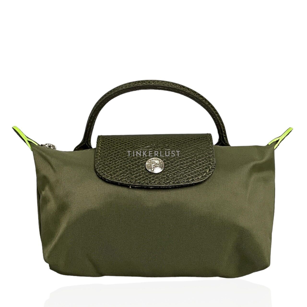 Longchamp Le Pliage Green Forest Top-Handle Pouch