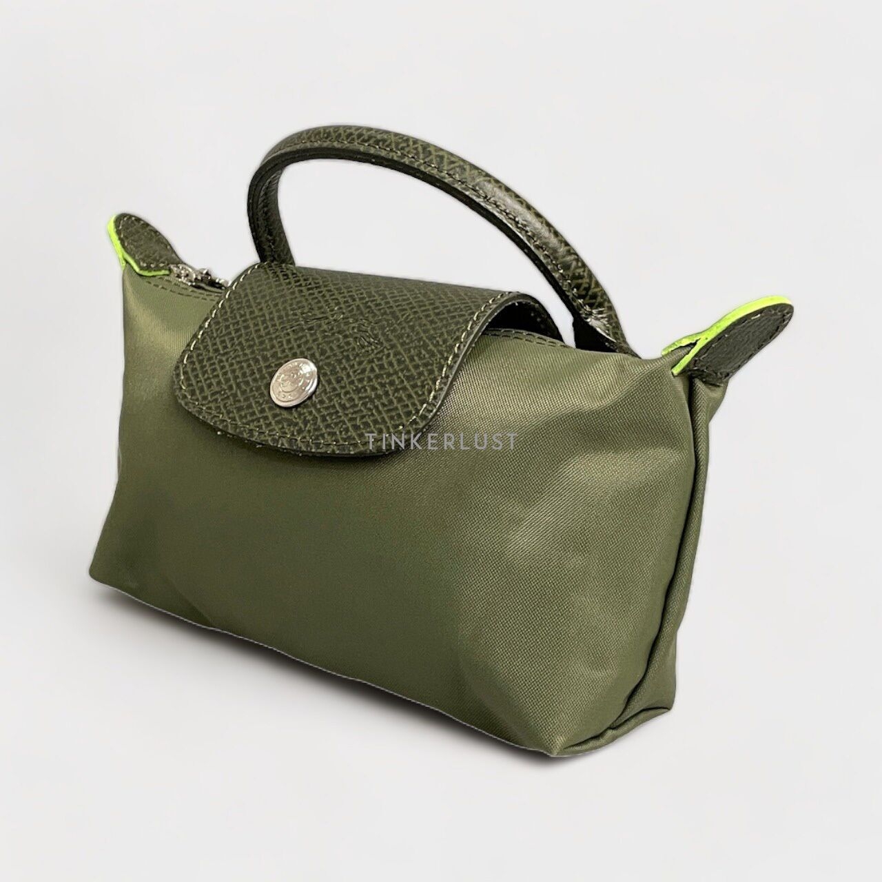 Longchamp Le Pliage Green Forest Top-Handle Pouch