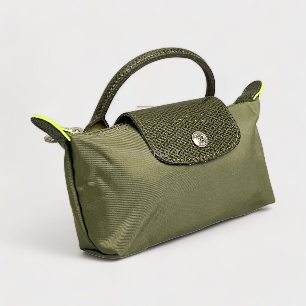 Longchamp Le Pliage Green Forest Top-Handle Pouch