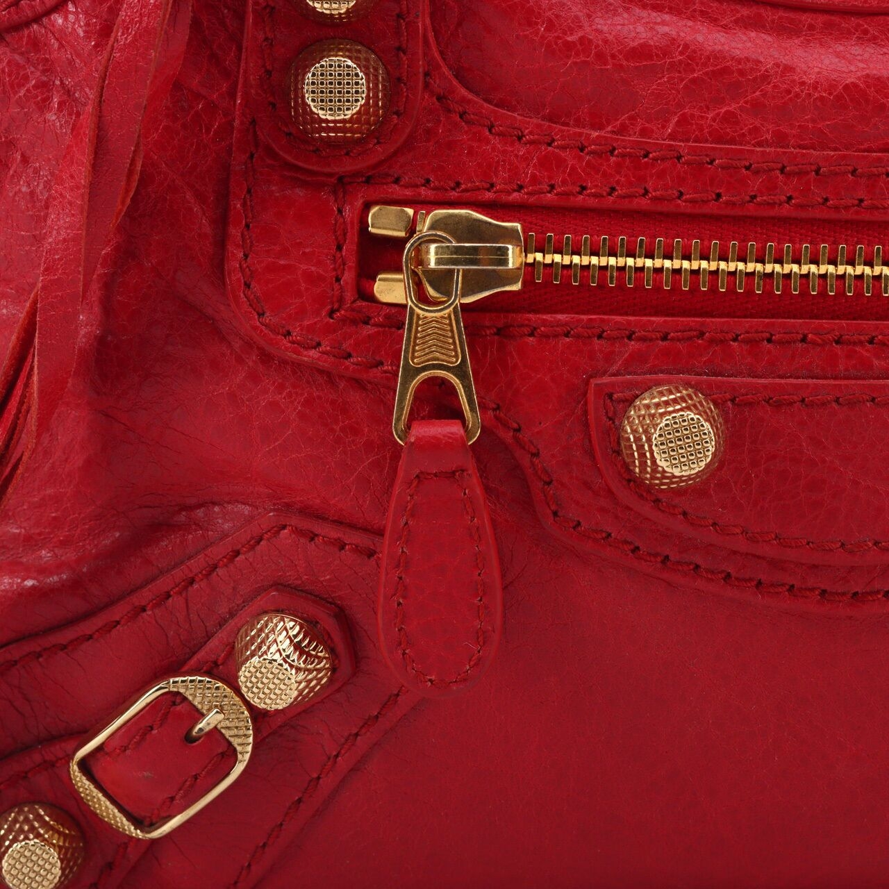 Balenciaga Rouge Cardinal Lambskin Leather Giant 12 Red Motorcycle Mini City Satchel Bag