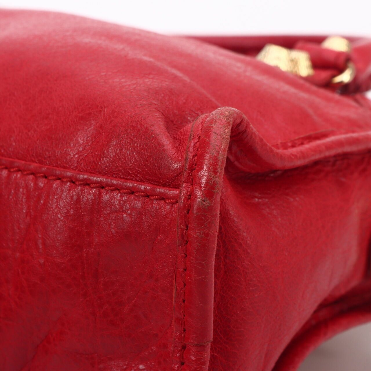 Balenciaga Rouge Cardinal Lambskin Leather Giant 12 Red Motorcycle Mini City Satchel Bag