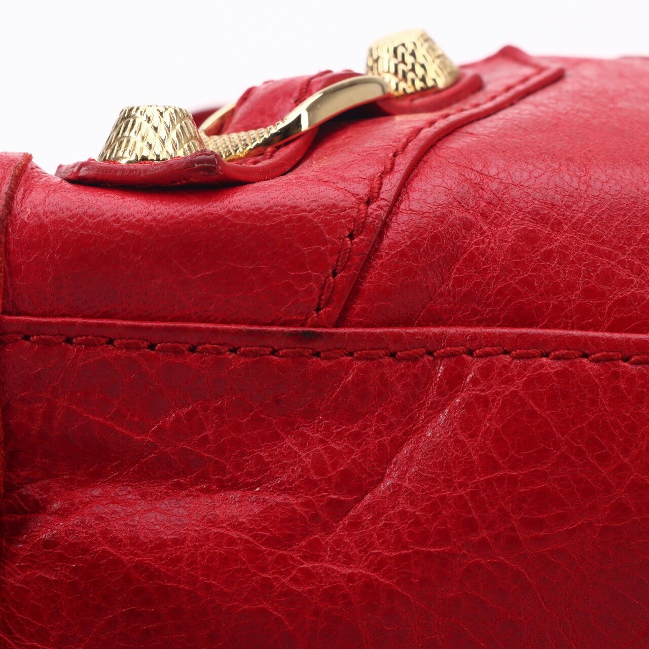 Balenciaga Rouge Cardinal Lambskin Leather Giant 12 Red Motorcycle Mini City Satchel Bag