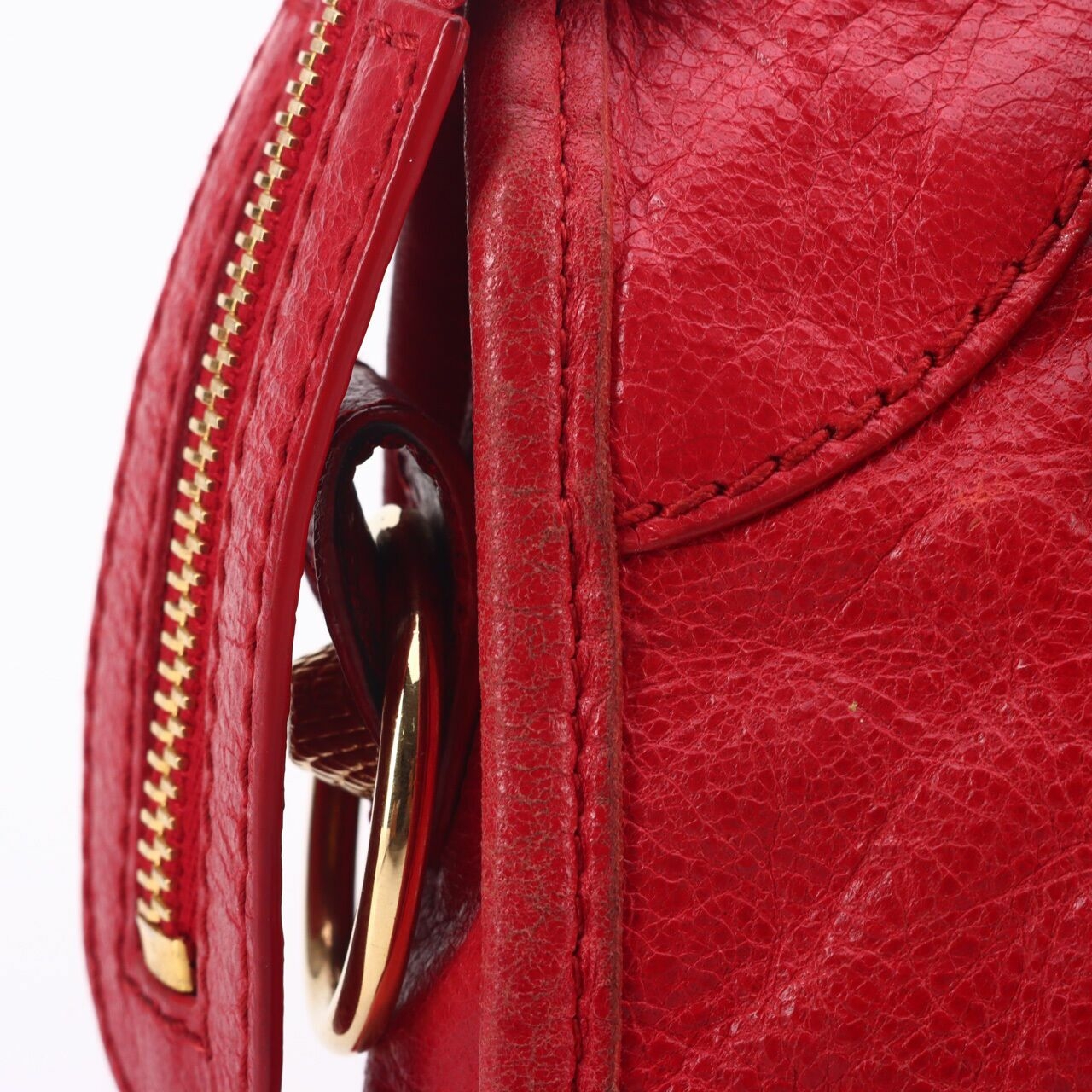 Balenciaga Rouge Cardinal Lambskin Leather Giant 12 Red Motorcycle Mini City Satchel Bag