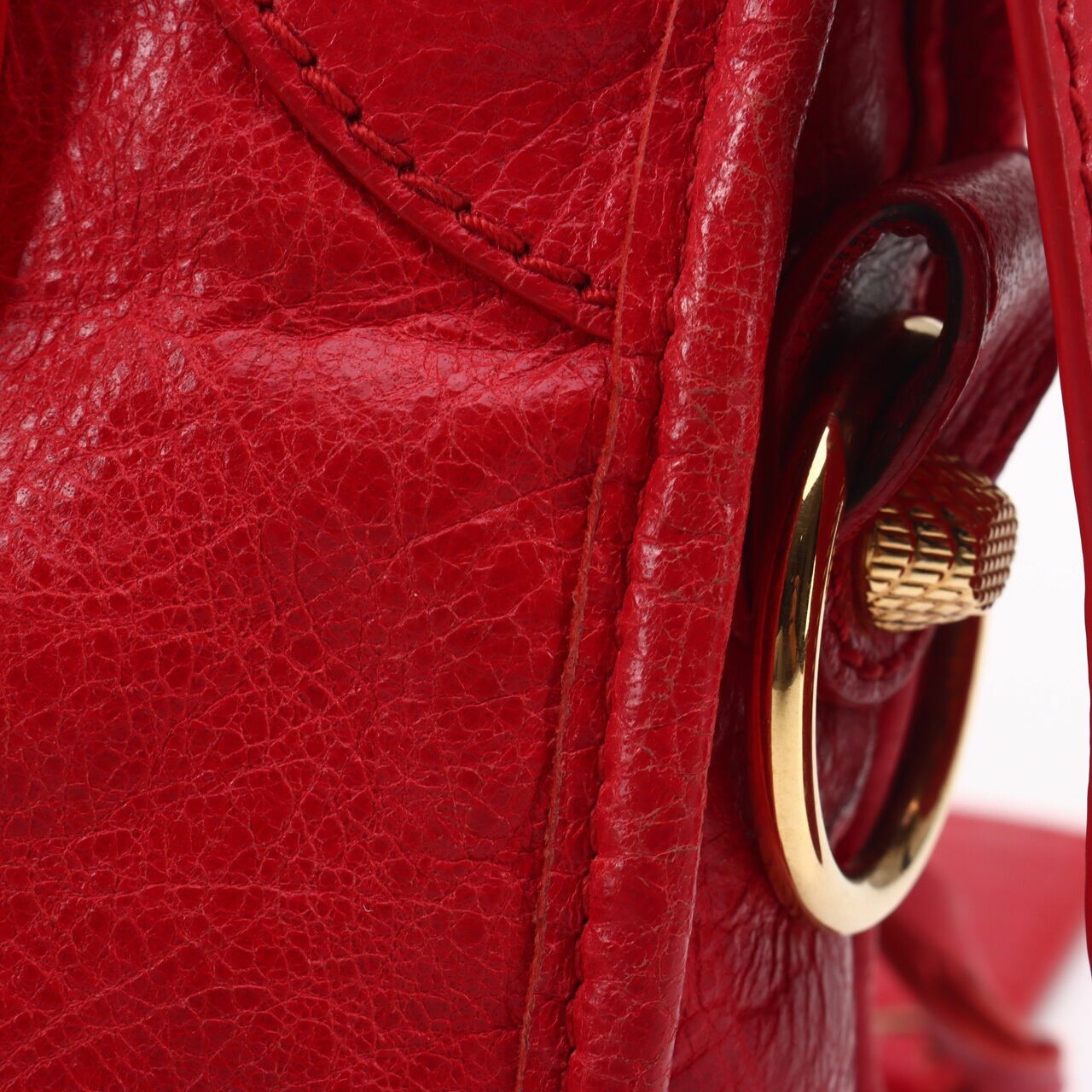 Balenciaga Rouge Cardinal Lambskin Leather Giant 12 Red Motorcycle Mini City Satchel Bag