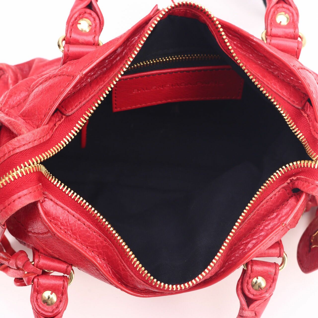 Balenciaga Rouge Cardinal Lambskin Leather Giant 12 Red Motorcycle Mini City Satchel Bag