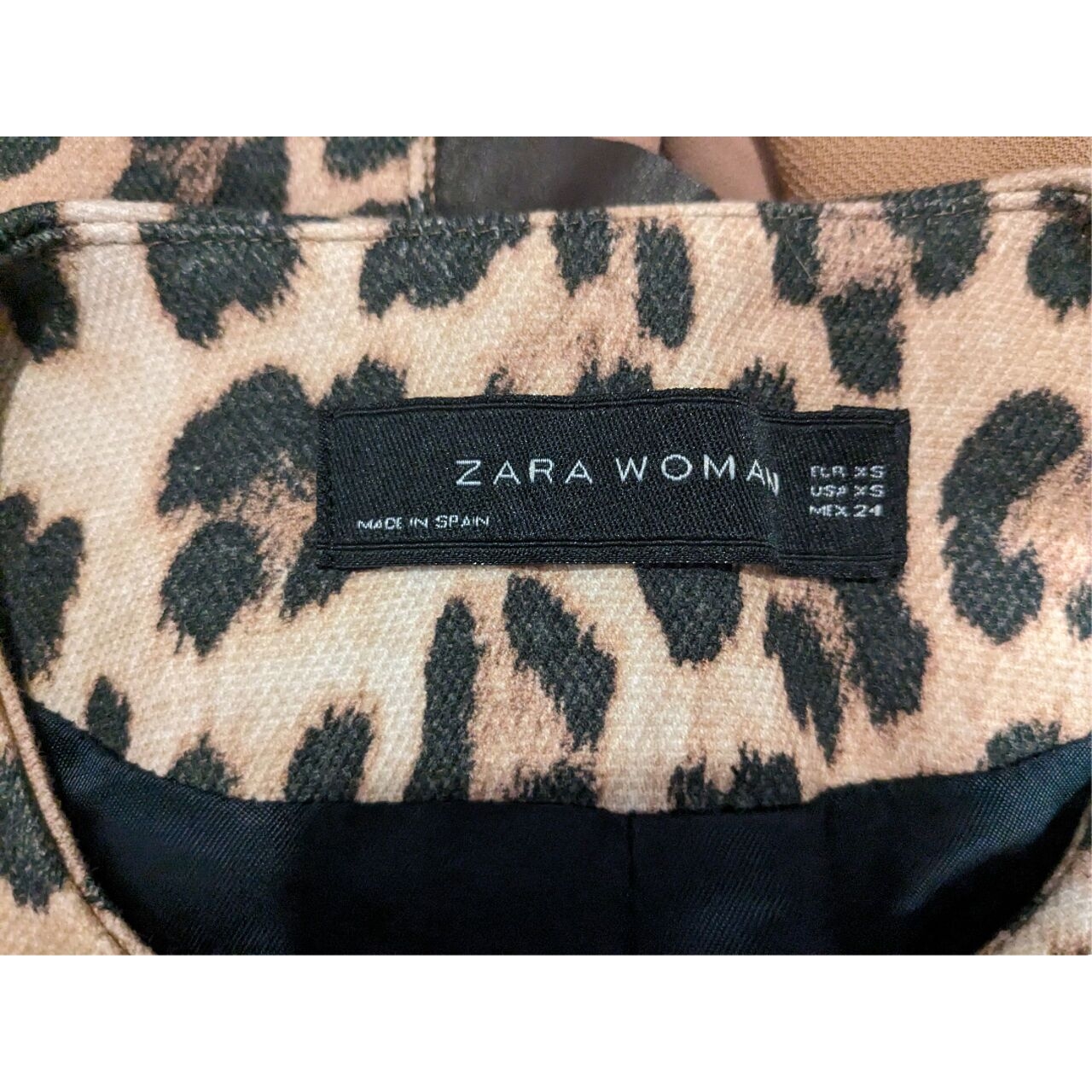Zara Leopard Snap Front Collarless Animal Print Coat