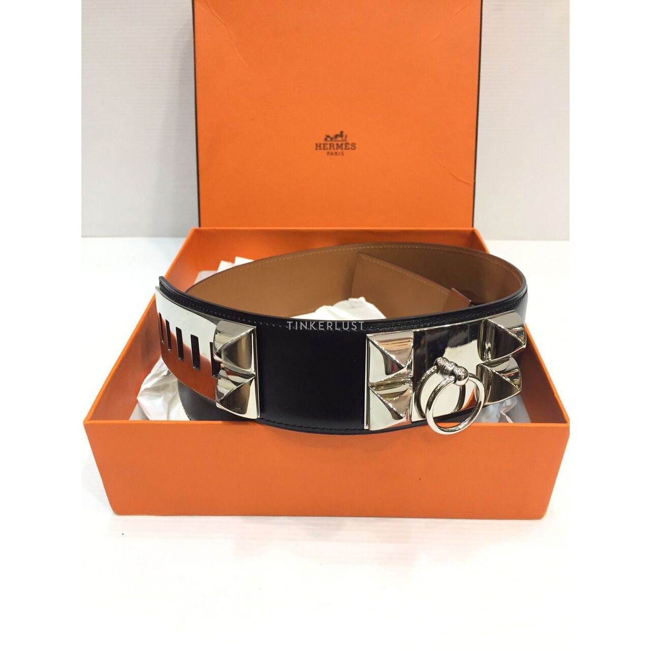 Hermes Collier De Chain Black/Brown Swift #N Square 2010 Bracelet