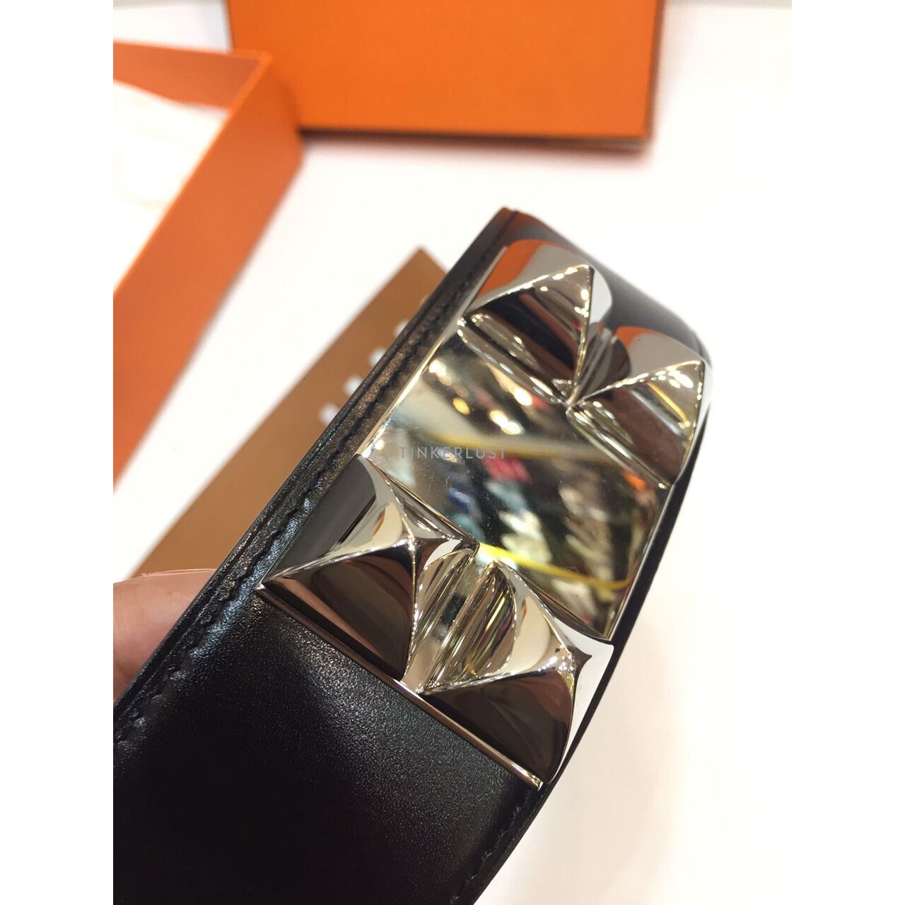 Hermes Collier De Chain Black/Brown Swift #N Square 2010 Bracelet