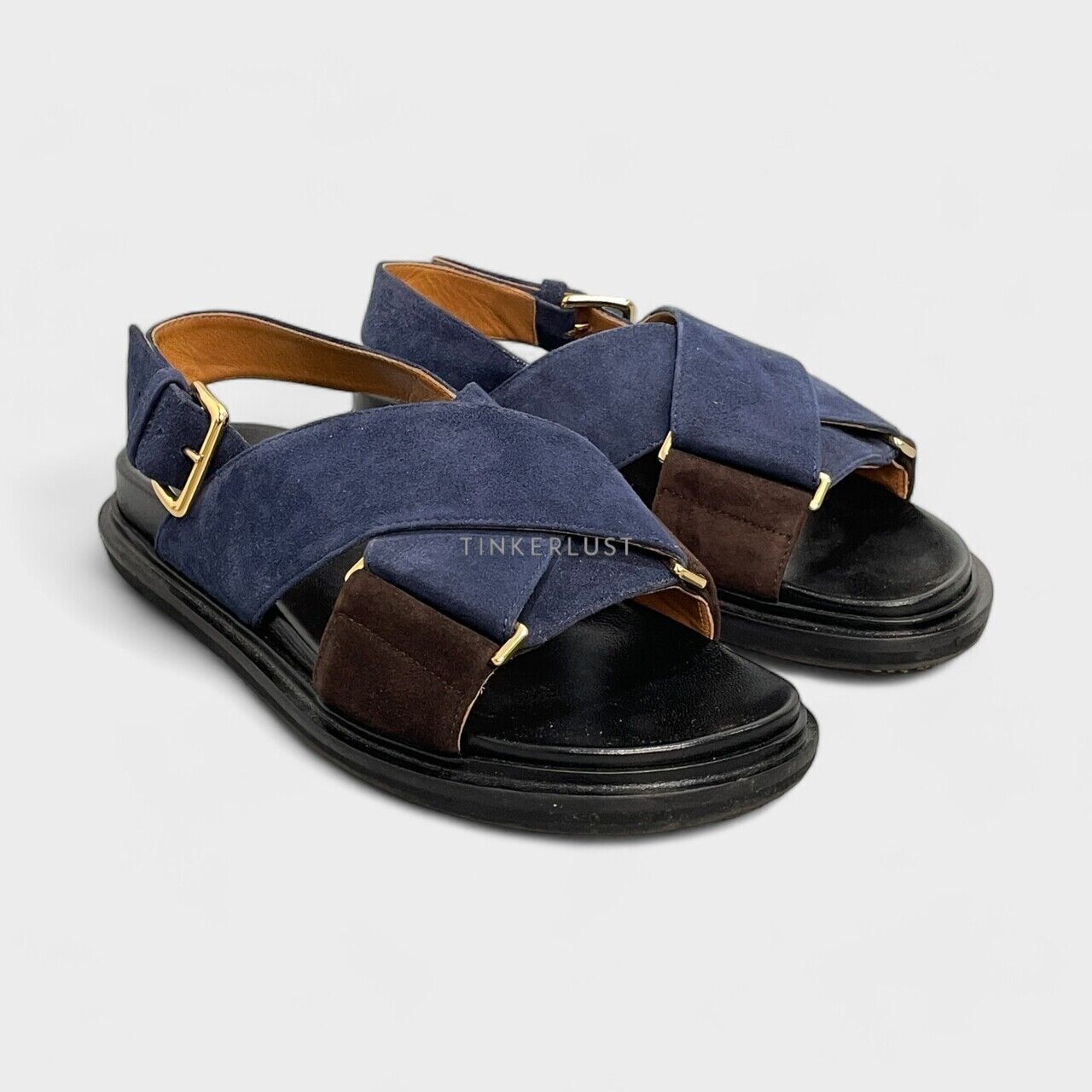 Marni Brown & Blue Crossed Sandals