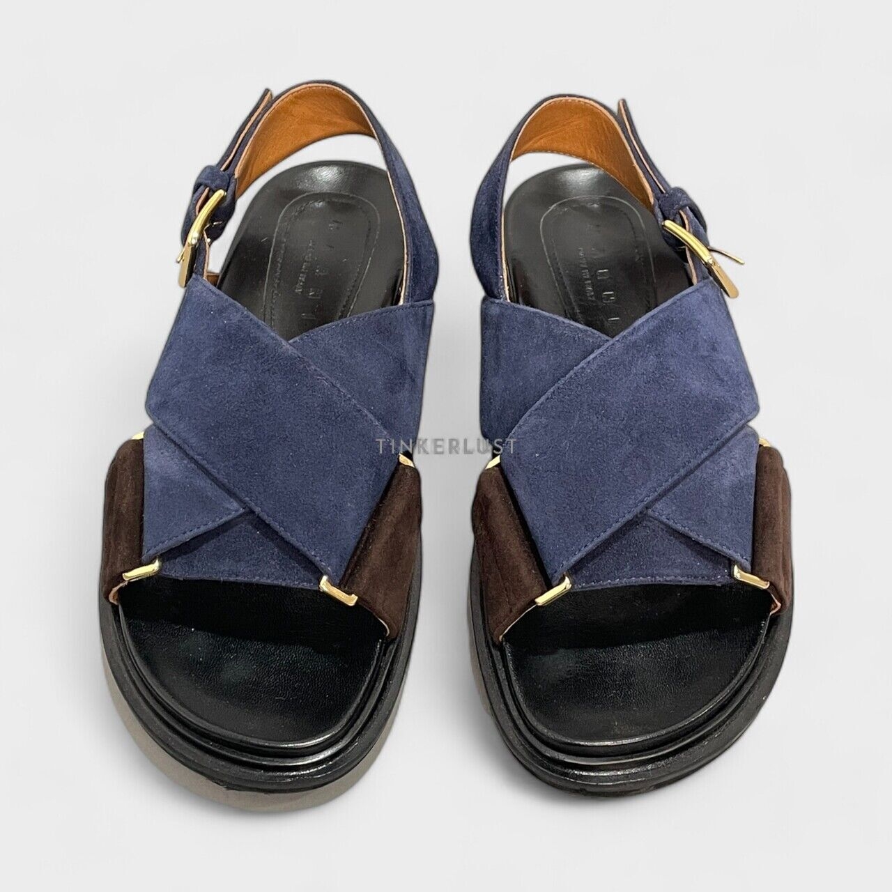 Marni Brown & Blue Crossed Sandals