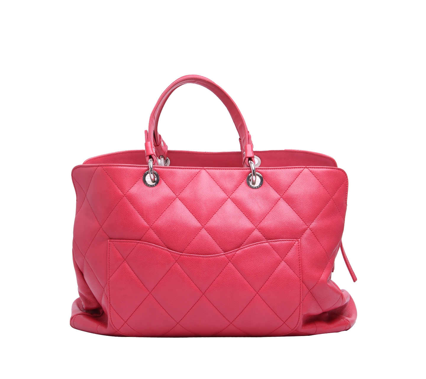 Chanel Red Quilted Caviar Leather CC Tote Bag