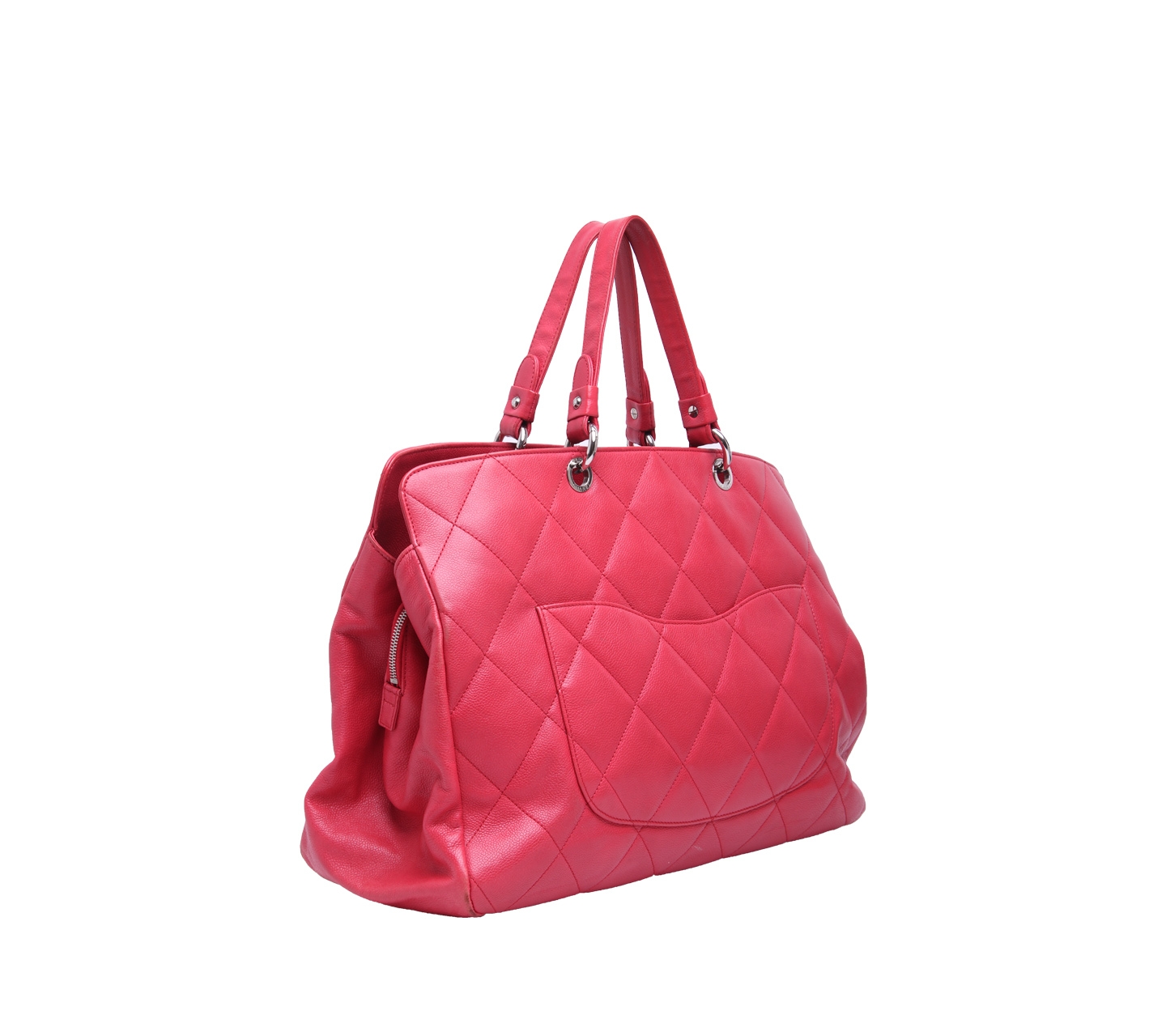 Chanel Red Quilted Caviar Leather CC Tote Bag