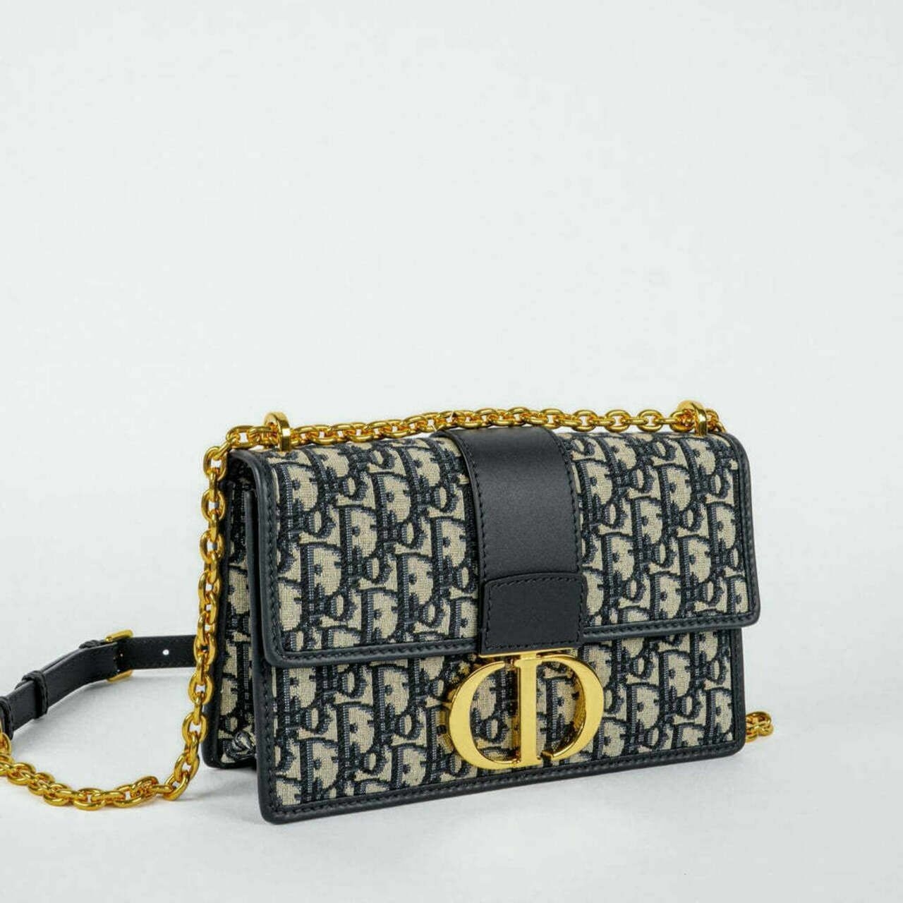 Christian Dior 30 Montaigne Chain Bag Oblique Jacquard Blue