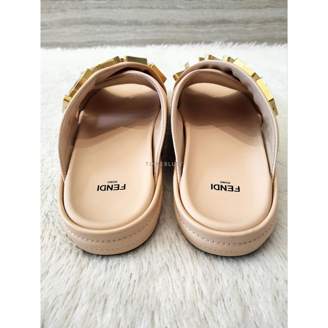 Fendi Leather In Rose GHW Slide Sandal