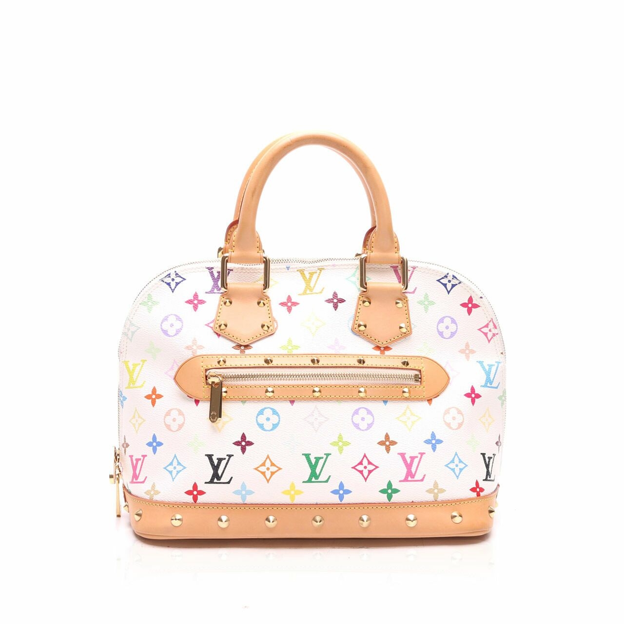  Louis Vuitton White Monogram Multicolore Alma Hand Bag