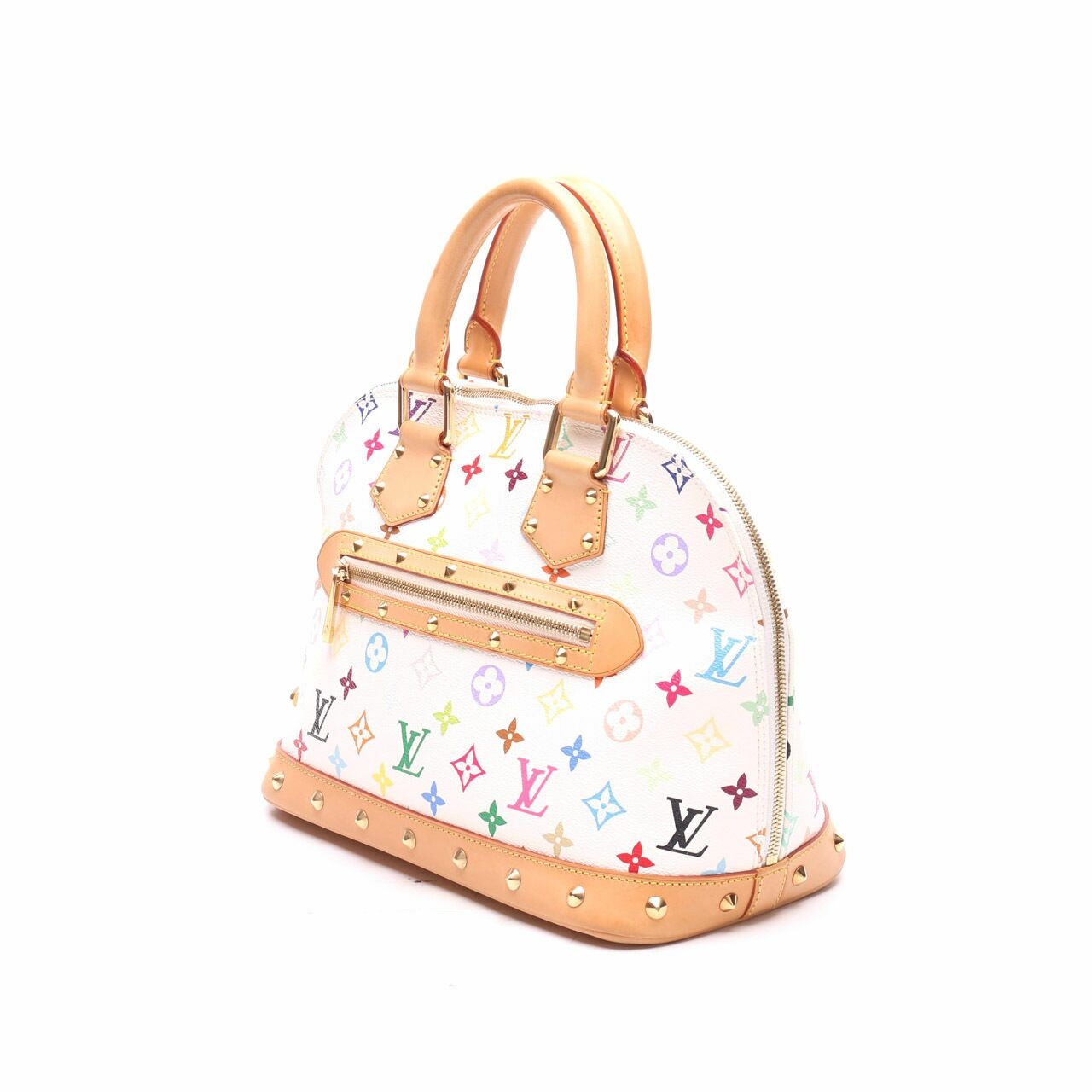  Louis Vuitton White Monogram Multicolore Alma Hand Bag