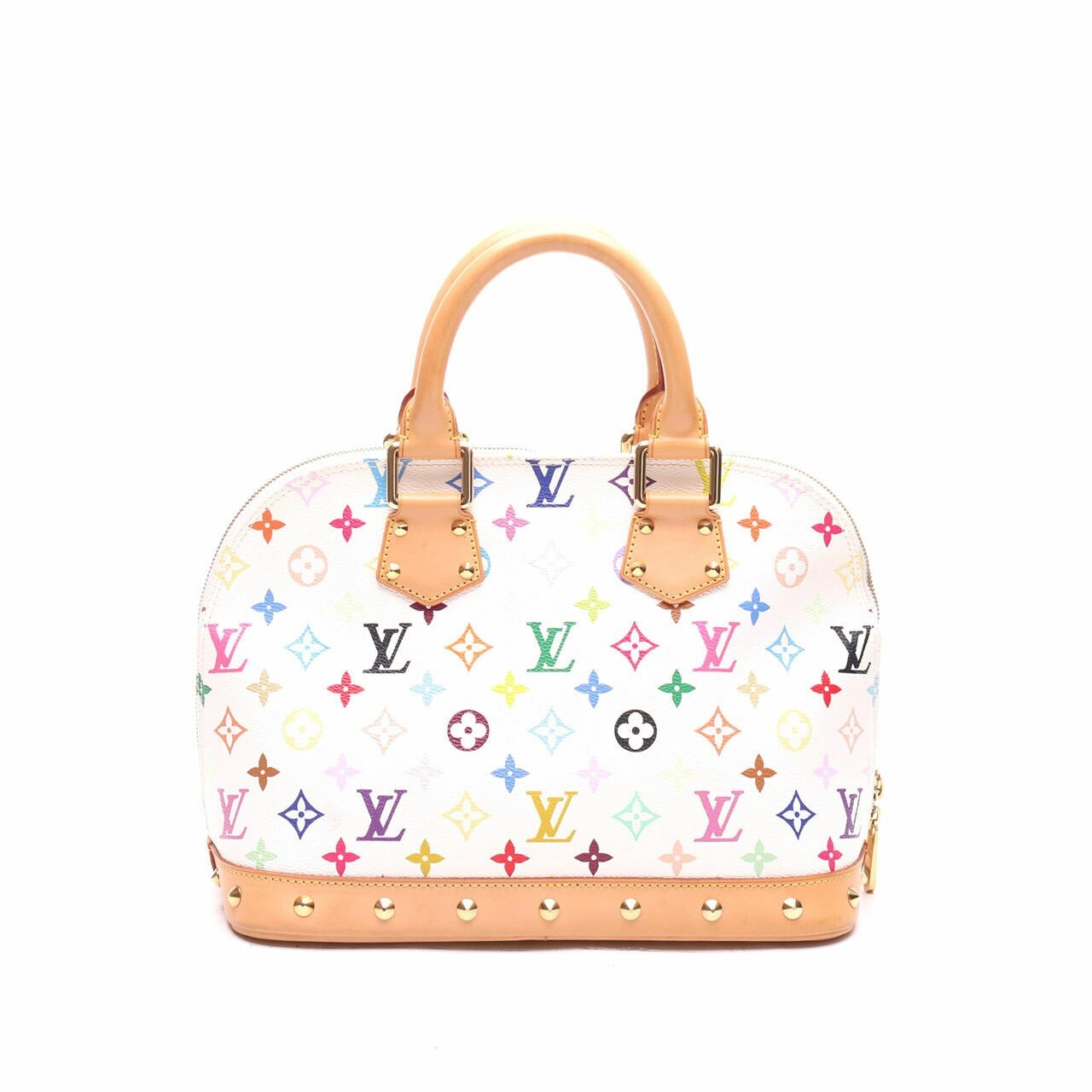  Louis Vuitton White Monogram Multicolore Alma Hand Bag