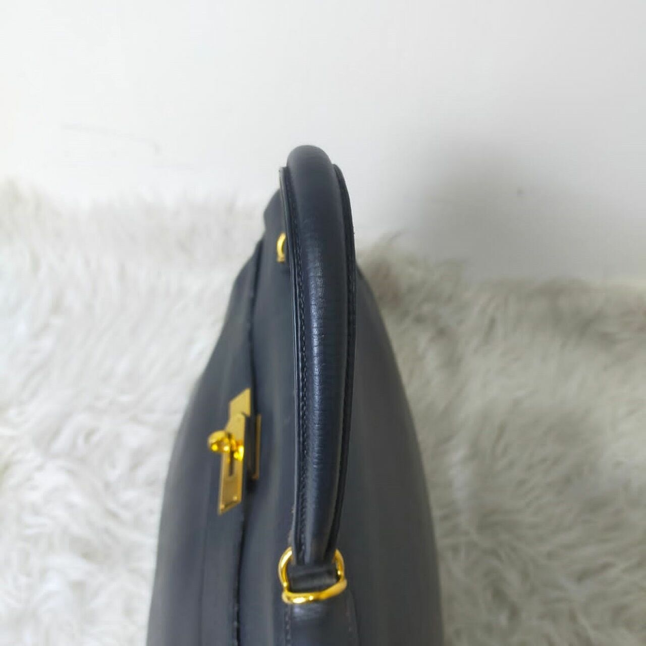 Hermes Kelly 35 Black Clemence GHW #K Satchel