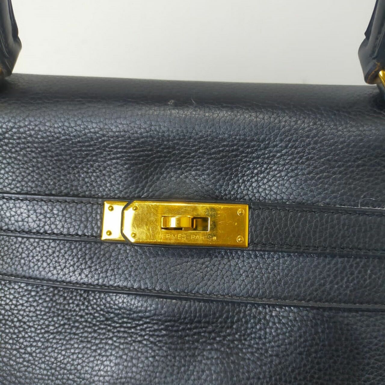 Hermes Kelly 35 Black Clemence GHW #K Satchel