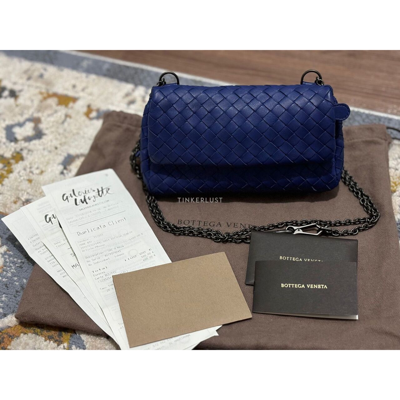 Bottega Veneta Intrecciato Flat Navy Nappa Leather Crossbody Bag