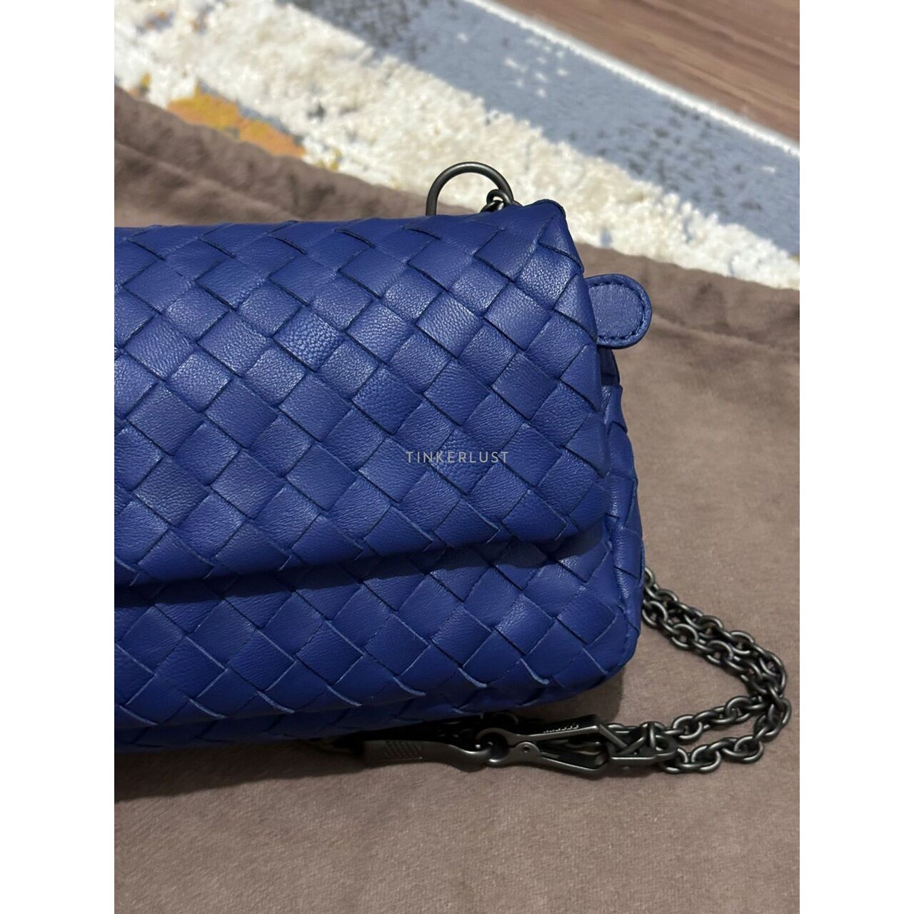 Bottega Veneta Intrecciato Flat Navy Nappa Leather Crossbody Bag